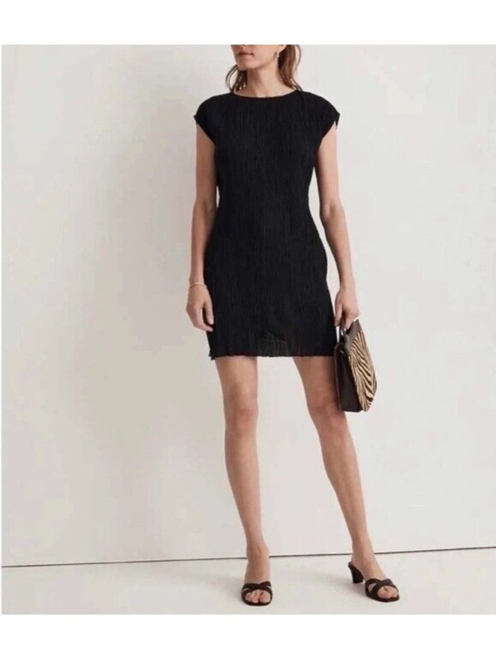 Madewell Black Sleeveless Tiered Ruffle Hem Mini Dress Women's Size 6
